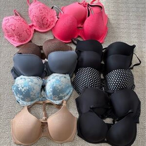 12 Victoria’s  Secret BRAS Intimates Collection - Black, Pink, Blue, Tan Bras